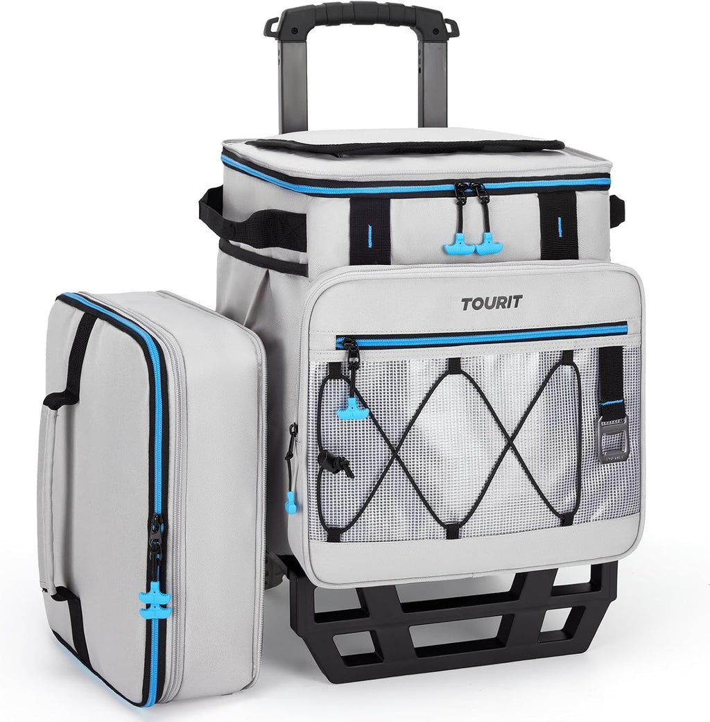 TOURIT Collapsible Rolling Cooler with Wheels, 12H Insulated & Waterproof