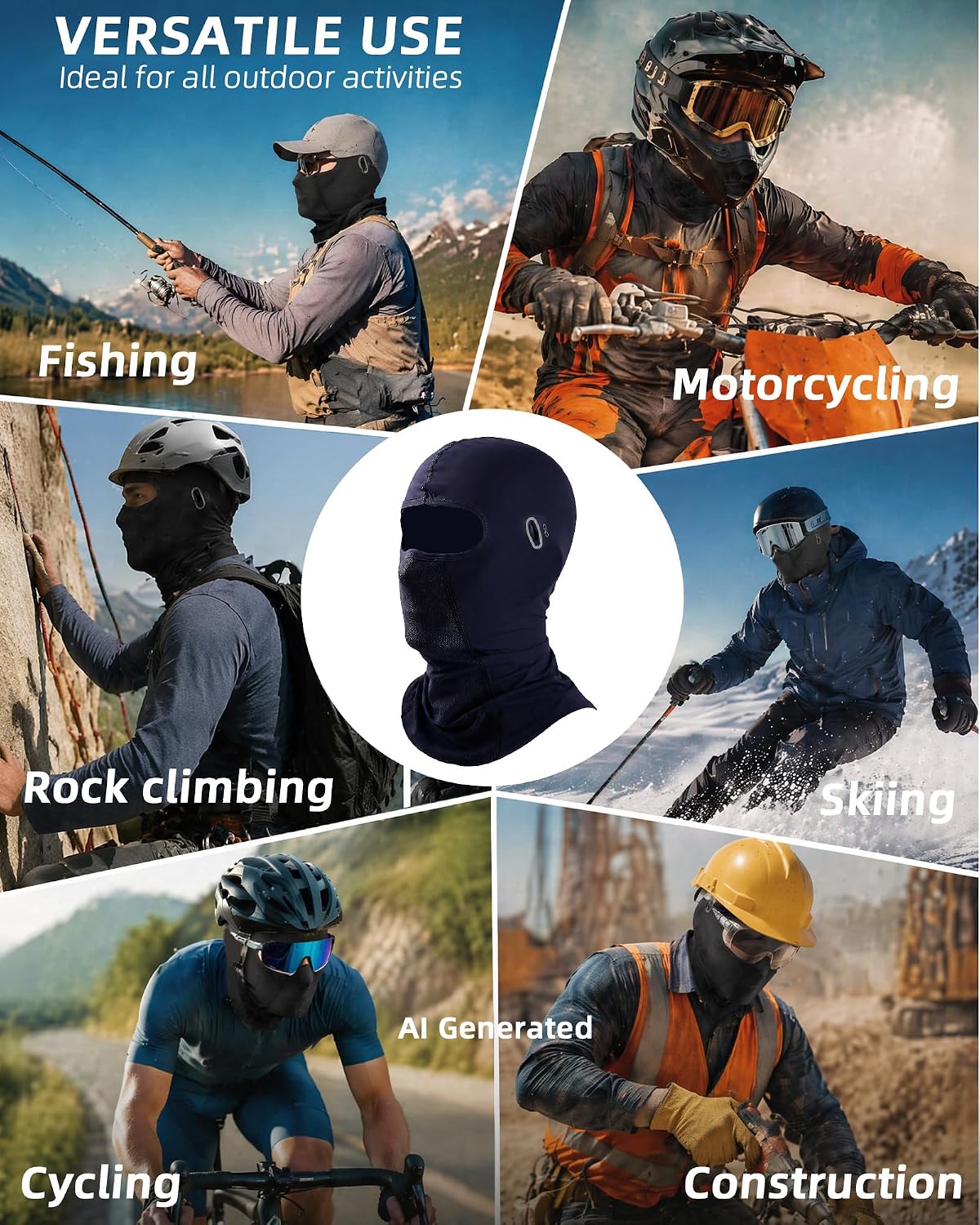 3 Pieces Unisex Ice Silk Mesh Balaclava Ski Mask, Full Cycling Face Cover