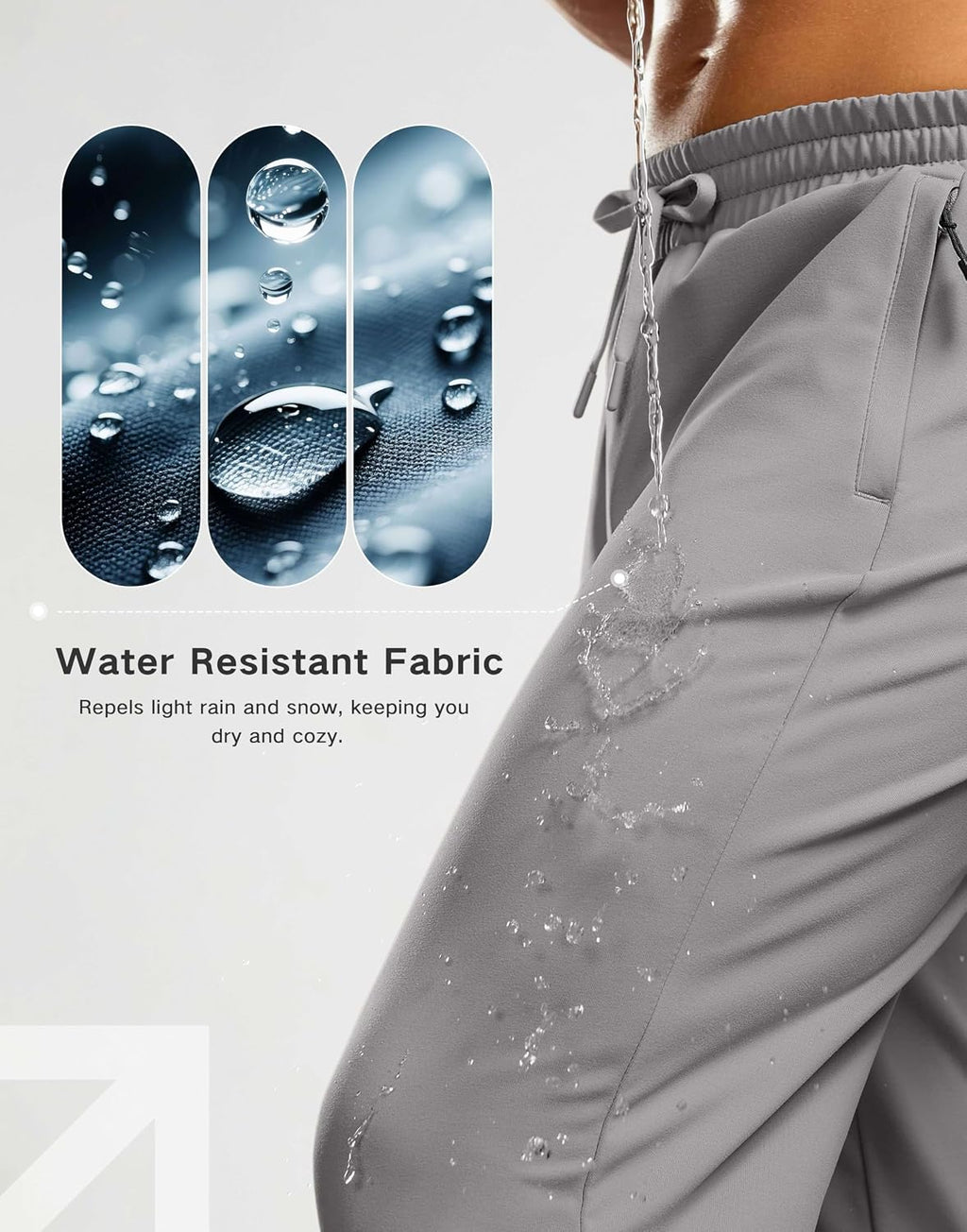G Gradual Men's Fleece Lined Pants with 3 Zipper Pockets Water Resistant Winter Warm Hiking Pants Athletic Sweatpants for Men