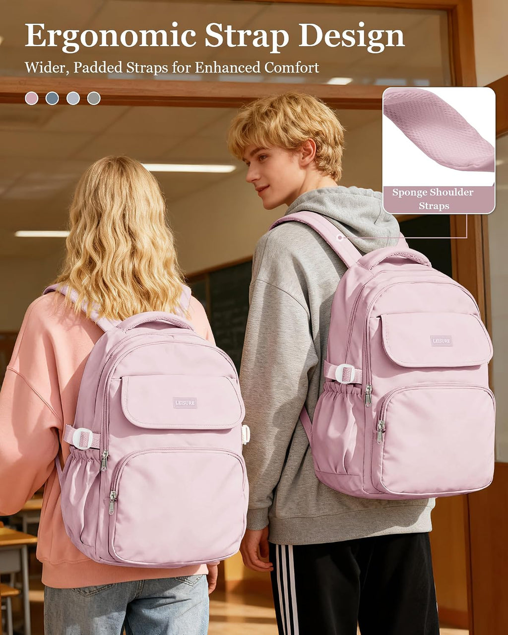 Waterproof School Backpack For College Students Women,Simple Kawaii Bookbags,Casual Laptop Travel Daypack Backpacks,Lightweight School Bags For Girls(Purple)