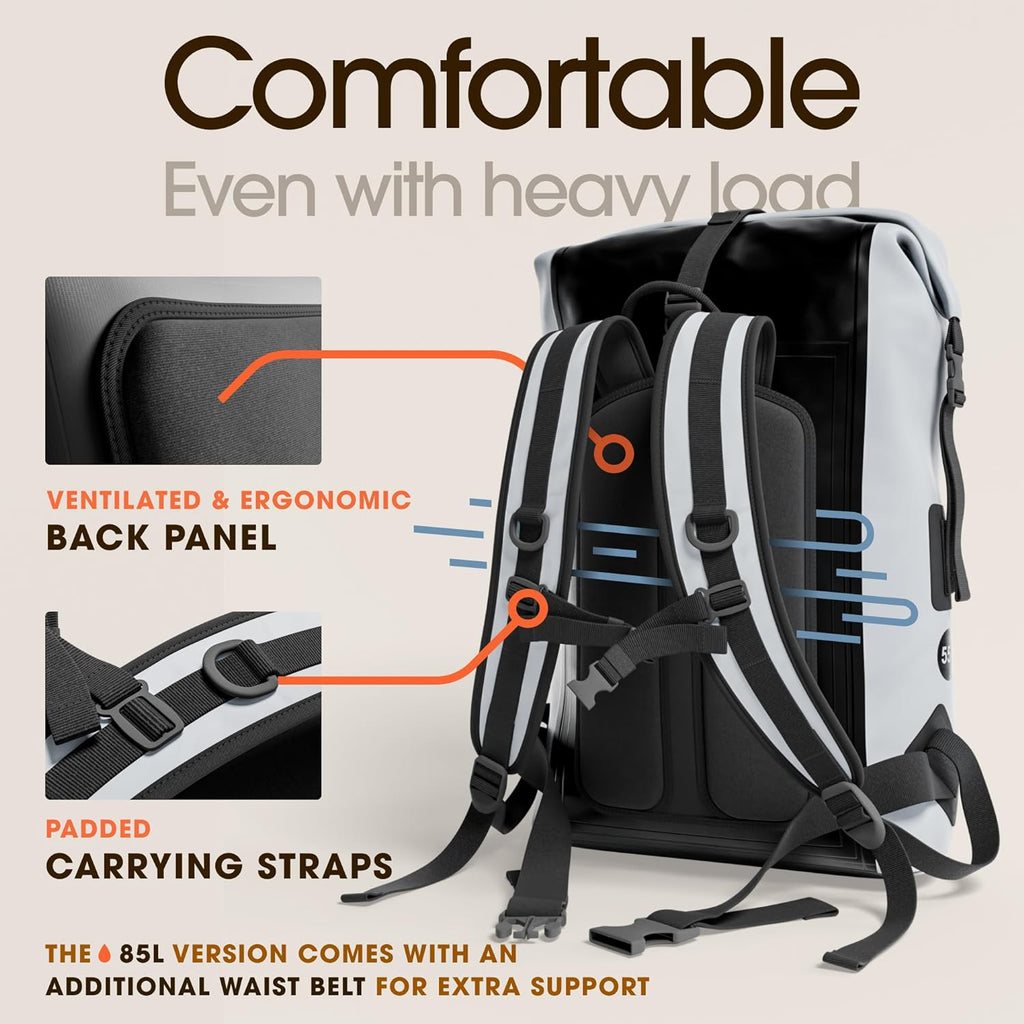 Waterproof Dry Bag Backpack 55L - Kayaking Boating Fishing Rafting Marine
