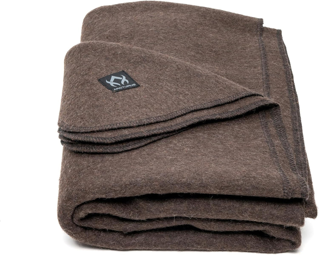 Arcturus Military Wool Blanket - Warm, Thick, Washable - Great for Outdoors, Camping, Stadium Blanket, Picnics, Travel - Car & Bushcraft Survival Kits