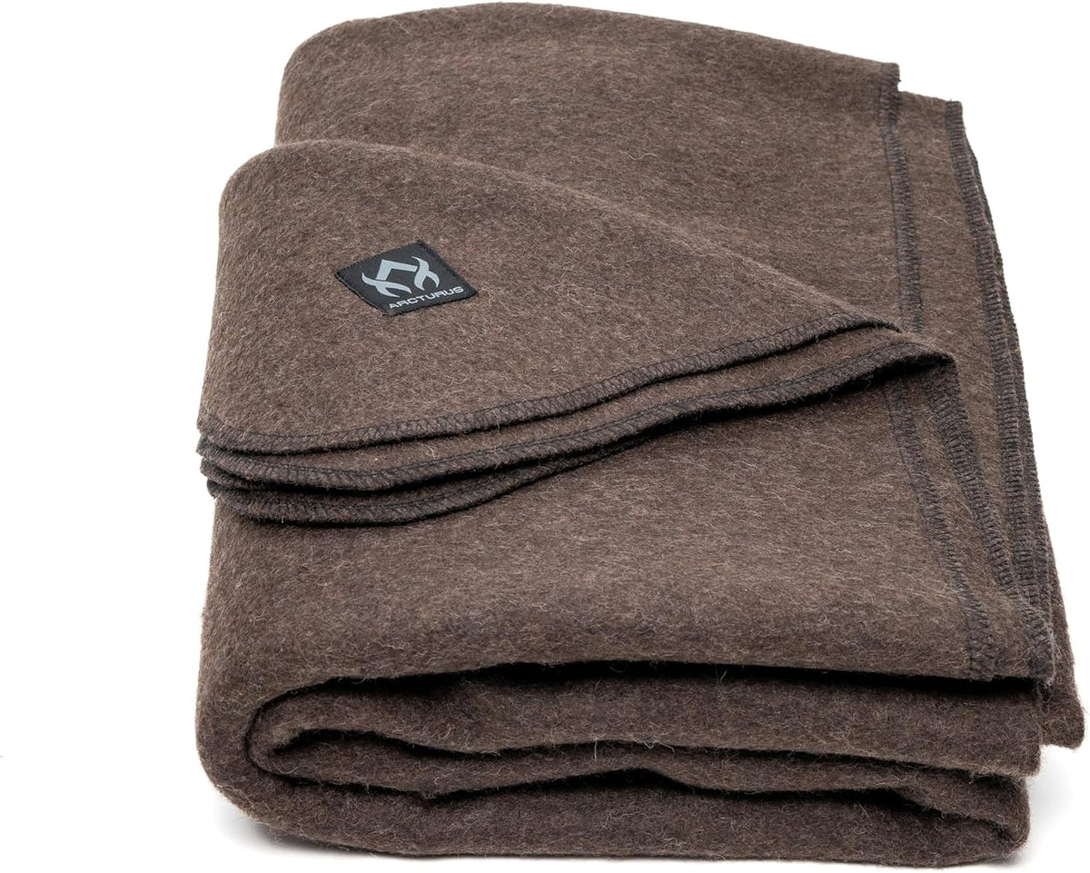 Arcturus Military Wool Blanket - Warm, Thick, Washable - Great for Outdoors, Camping, Stadium Blanket, Picnics, Travel - Car & Bushcraft Survival Kits