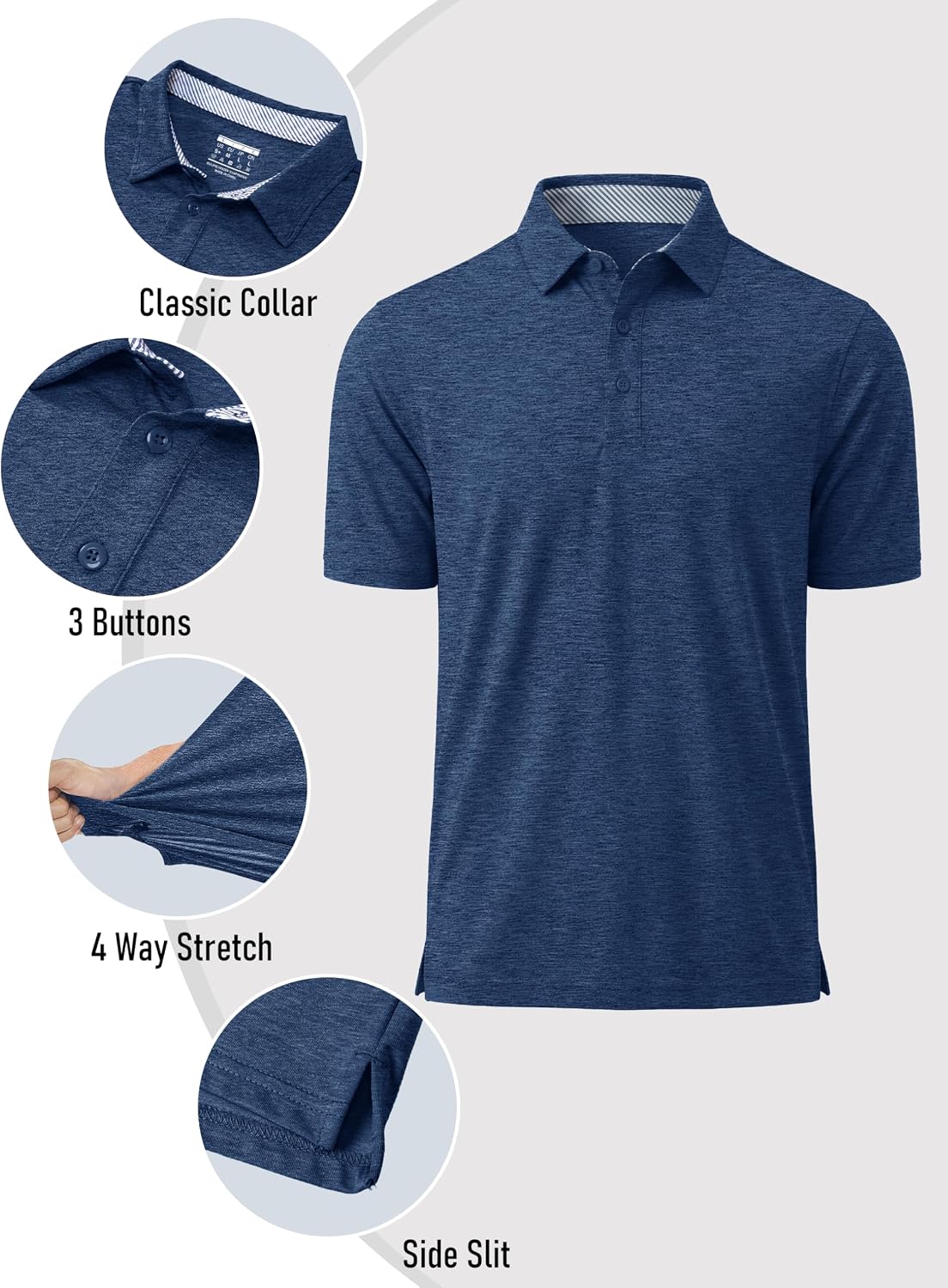 MAGCOMSEN Men's Short Sleeve Polo Golf Shirts 3-Button Moisture Wicking Athletic T-Shirts Casual Collared Shirt