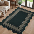 Modern Easy Jute 3x5 Outdoor Patio Rug, Black Washable Rugs for Entryway Indoor Kitchen Rugs, Farmhouse Neutral Non Slip Carpet for Living Room Backyard