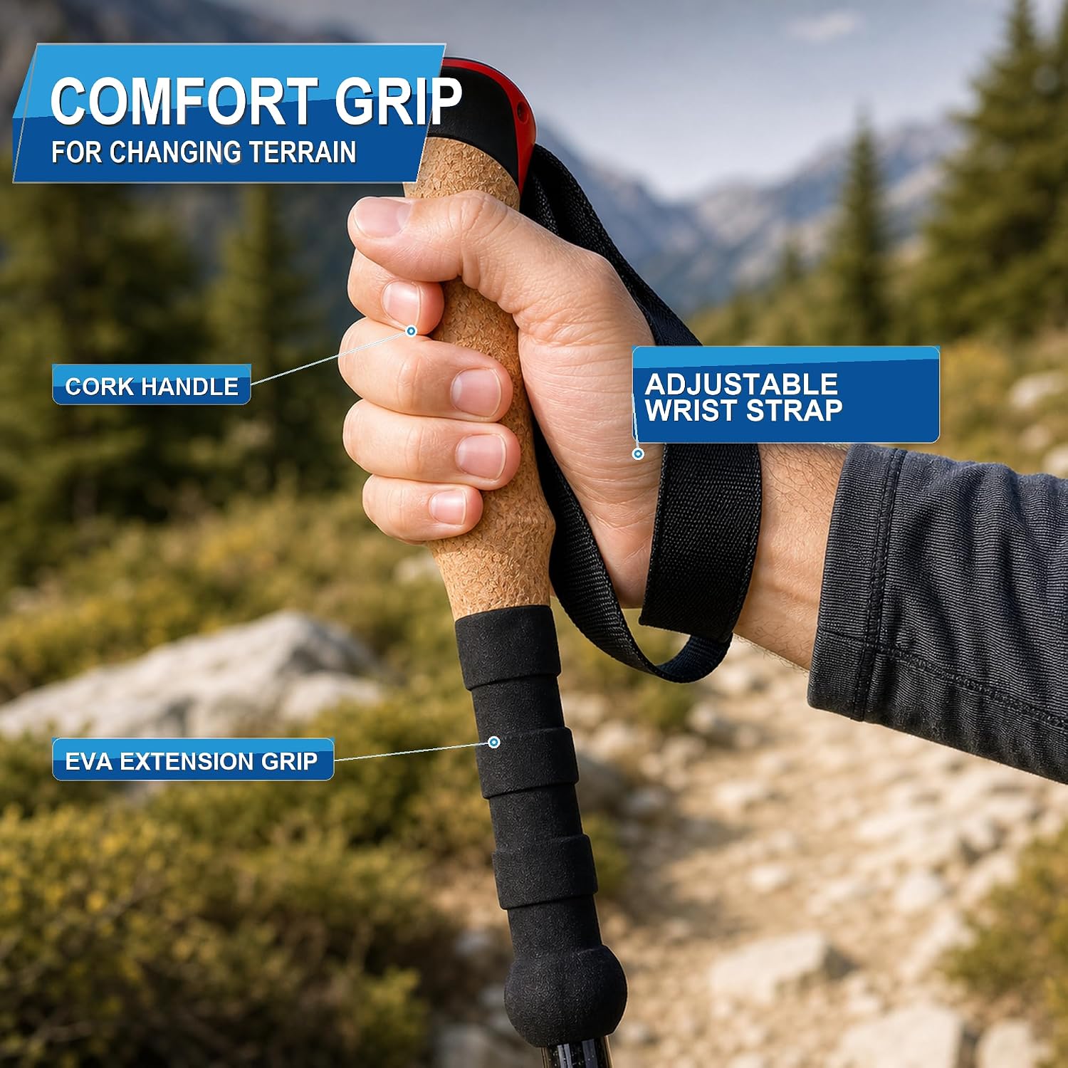 Carbon Fiber Trekking Poles, 7.1 oz Each, 2 Pack