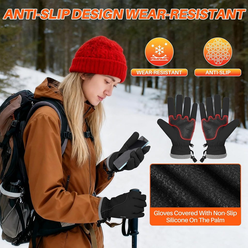 Winter Gloves Warm for Men & Women - Waterproof Touchscreen Outdoor Thermal Gloves with Plush Lining/Adjustable Wrist,Snow Shoveling Commuting Skiing