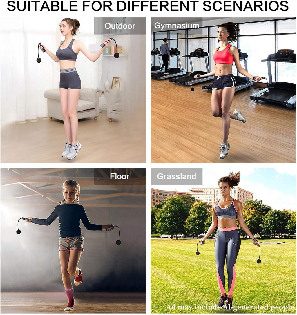 Jump Rope, Training Ropeless Skipping Rope for Fitness, Adjustable Weighted Cordless Jump Rope for Men and Women