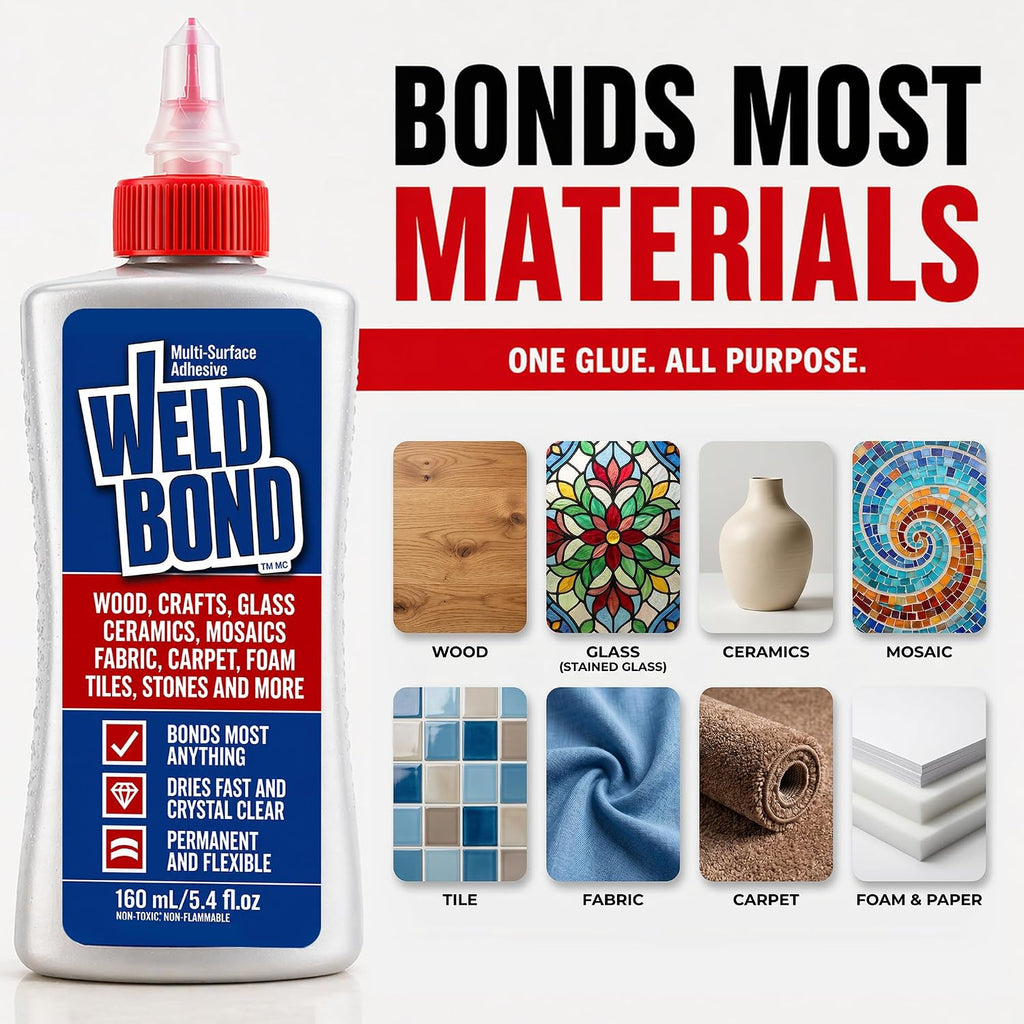 Weldbond Multi-Surface Glue Non Toxic for Mosaic Wood Craft 5.4oz (2 Pack)