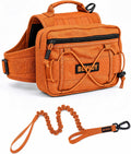 Tactical Dog Backpack for Medium Large Dogs, Reflective Pack Harness with Storage, Poop Bag Pocket, Includes Free Anti-Pull Leash (Orange, M)