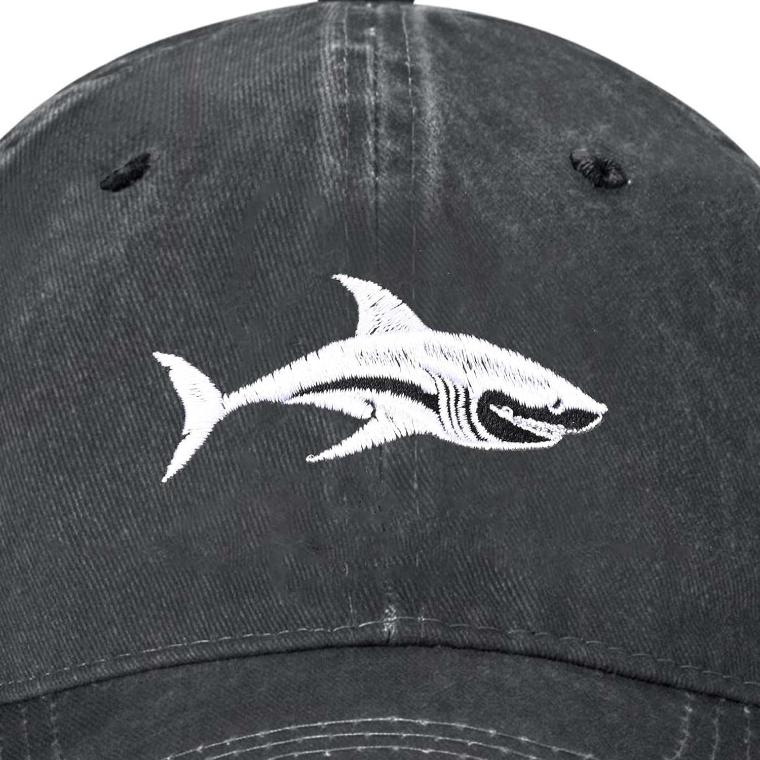 Embroidered Baseball Cap Adjustable Vintage Washed Distressed Denim Baseball Hat for Women Men