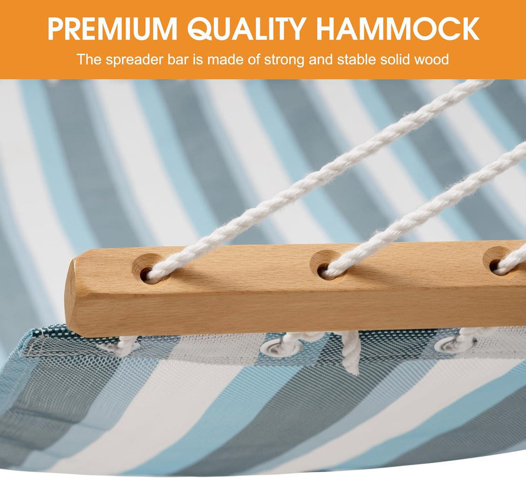 Lazy Daze Double Textliene Quick Dry Hammock with Spreader Bar for Outdoor