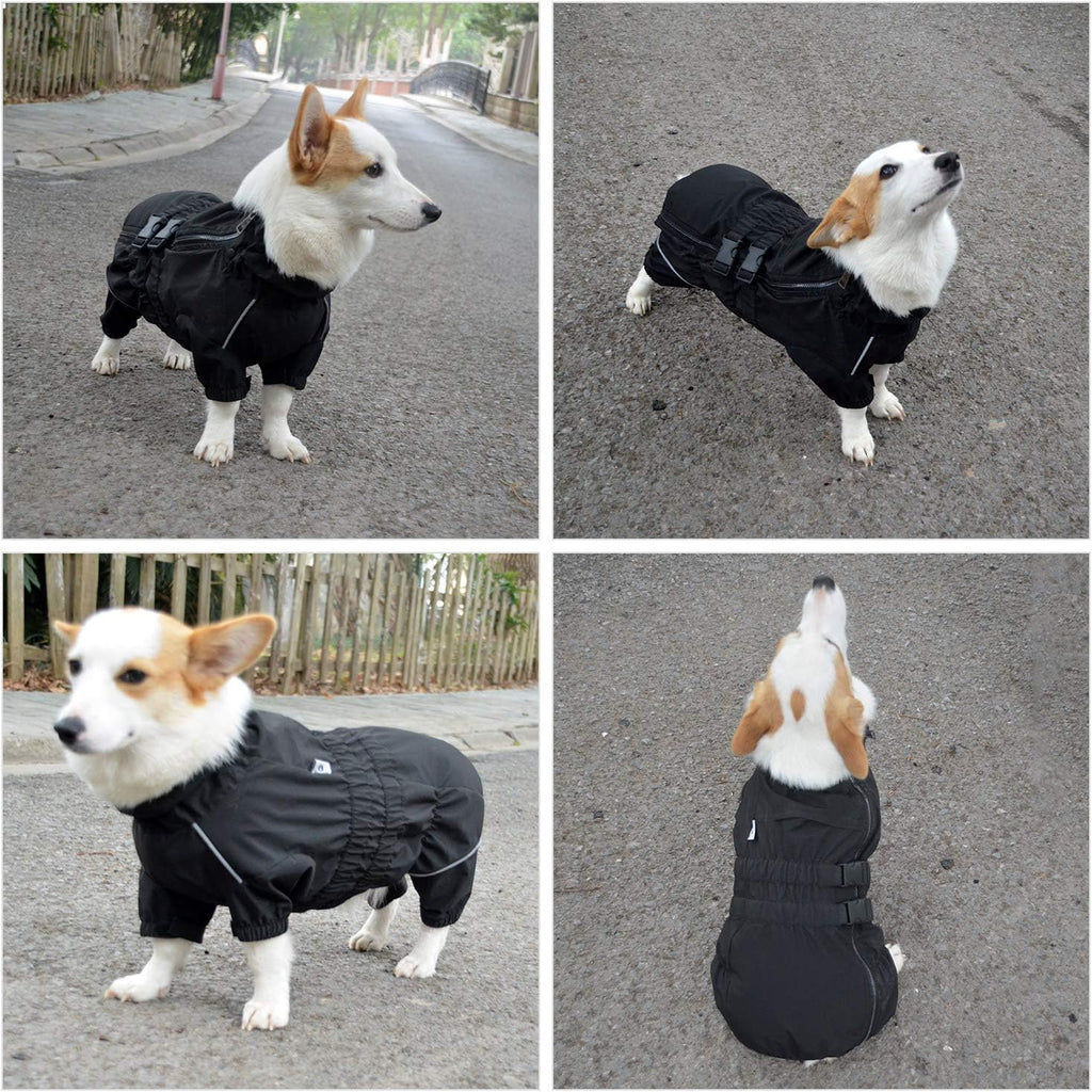 Lovelonglong Waterproof Dog Raincoat – 4-Leg Full Body Dog Rain Suit with Reflective Strips & Leash Opening, Outdoor Dog Jacket for Rainy Weather