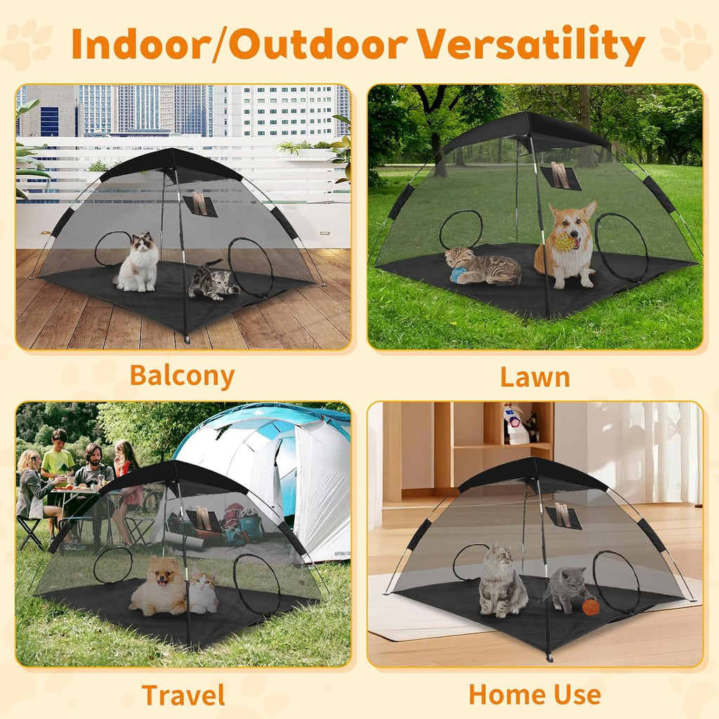 GEERTOP Portable Pet Tent for Cats Outdoor Camping Playpen Sunshade Cat Enclosures for Indoor Kittens Rabbits Guinea Pigs Small Animals Mesh House
