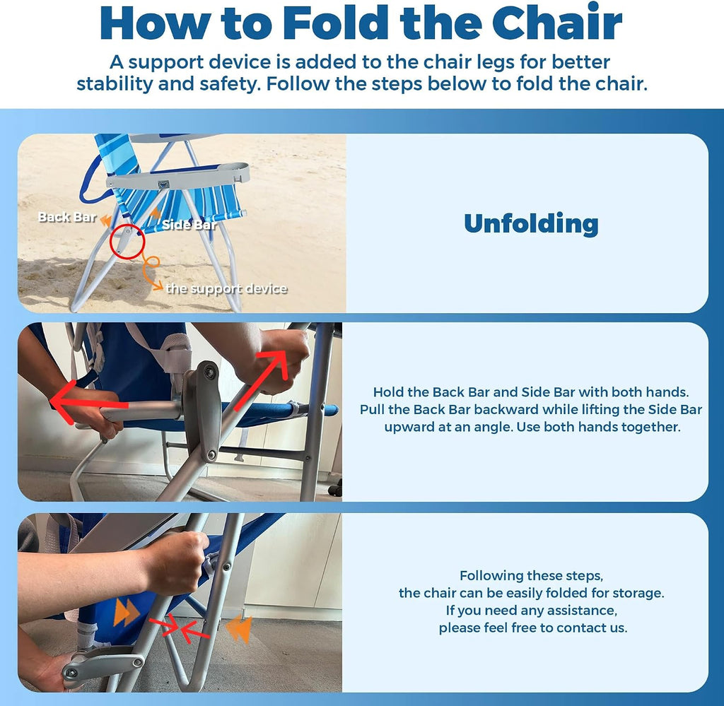 SUNNYFEEL Tall Beach Chair for Adults, High Back High Seat Folding Chairs