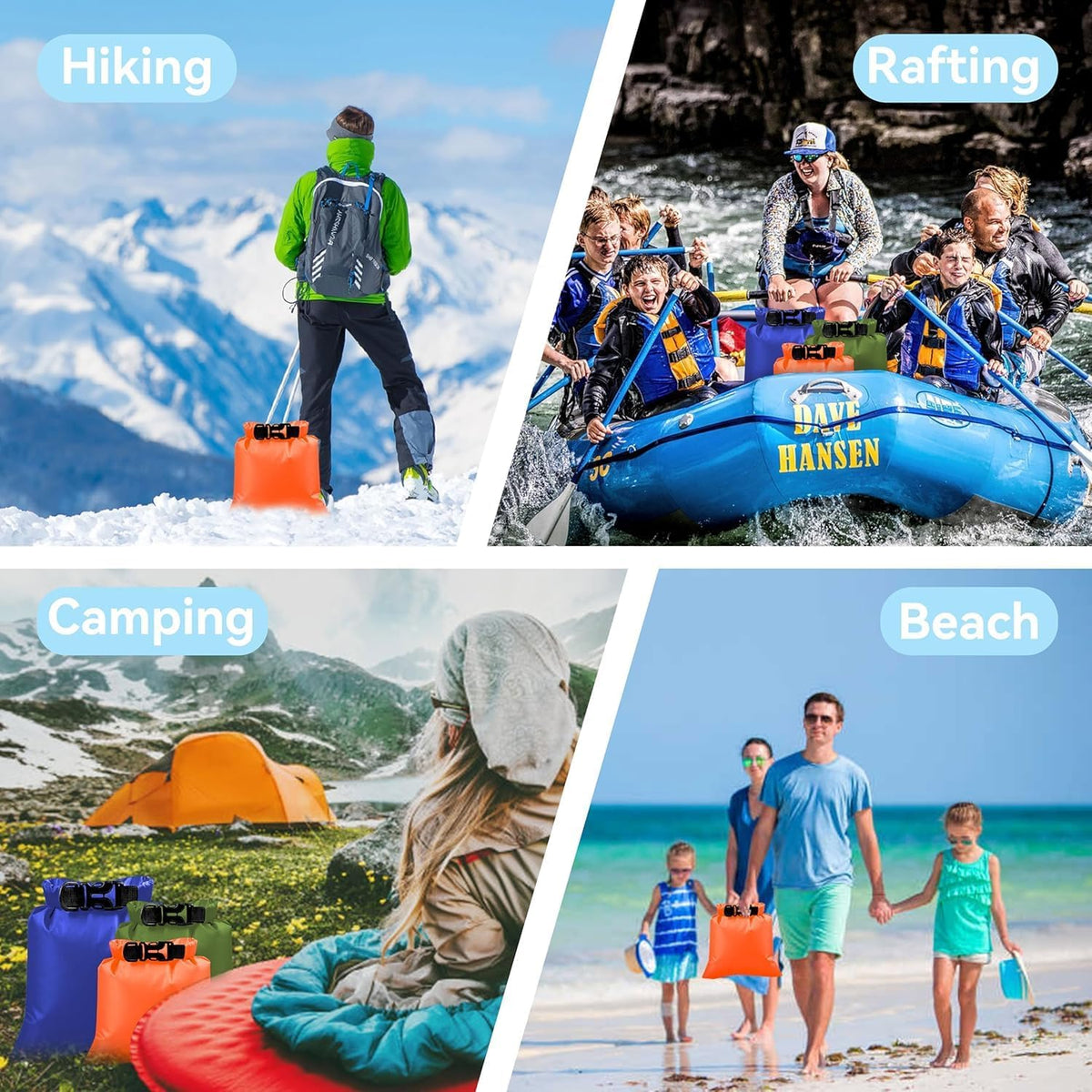 6PCS Dry Bags Waterproof, Lightweight Dry Bags for Kayaking Waterproof，Outdoor Waterproof Bag for Kayaking Hiking Boating Camping