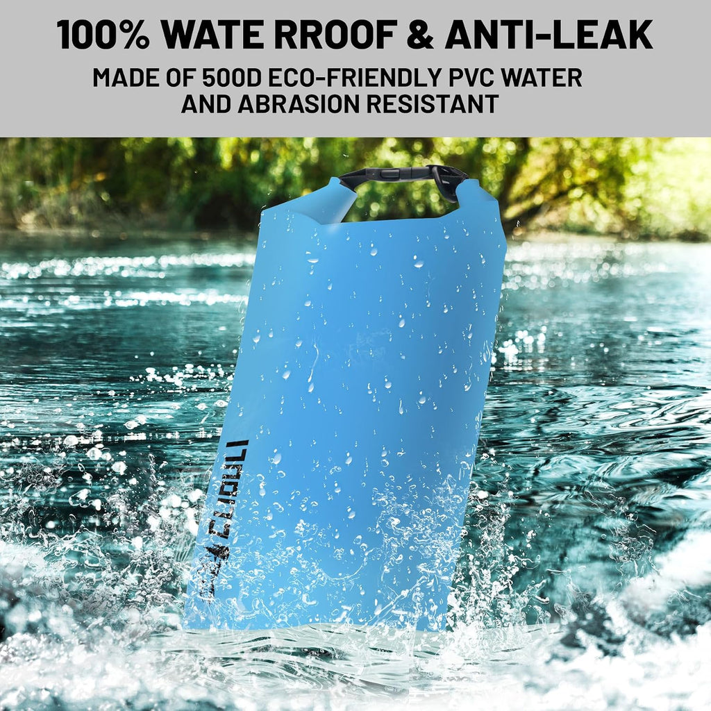 2L Waterproof Dry Bag, Roll Top Blue Backpack for Kayaking Boating Fishing
