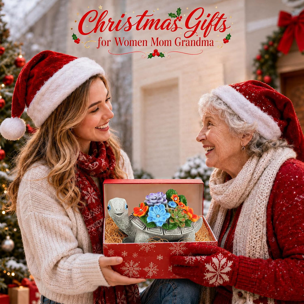 Linkax Turtle Statues Solar Garden Decor, Christmas Gift for Grandma Mom