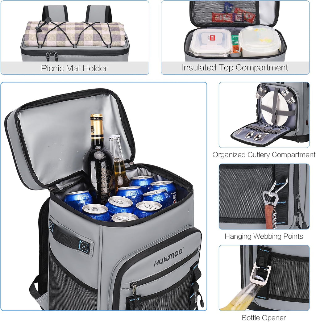 Hulongo Large Waterproof Insulated Cooler Backpack, 30L, 48Cans
