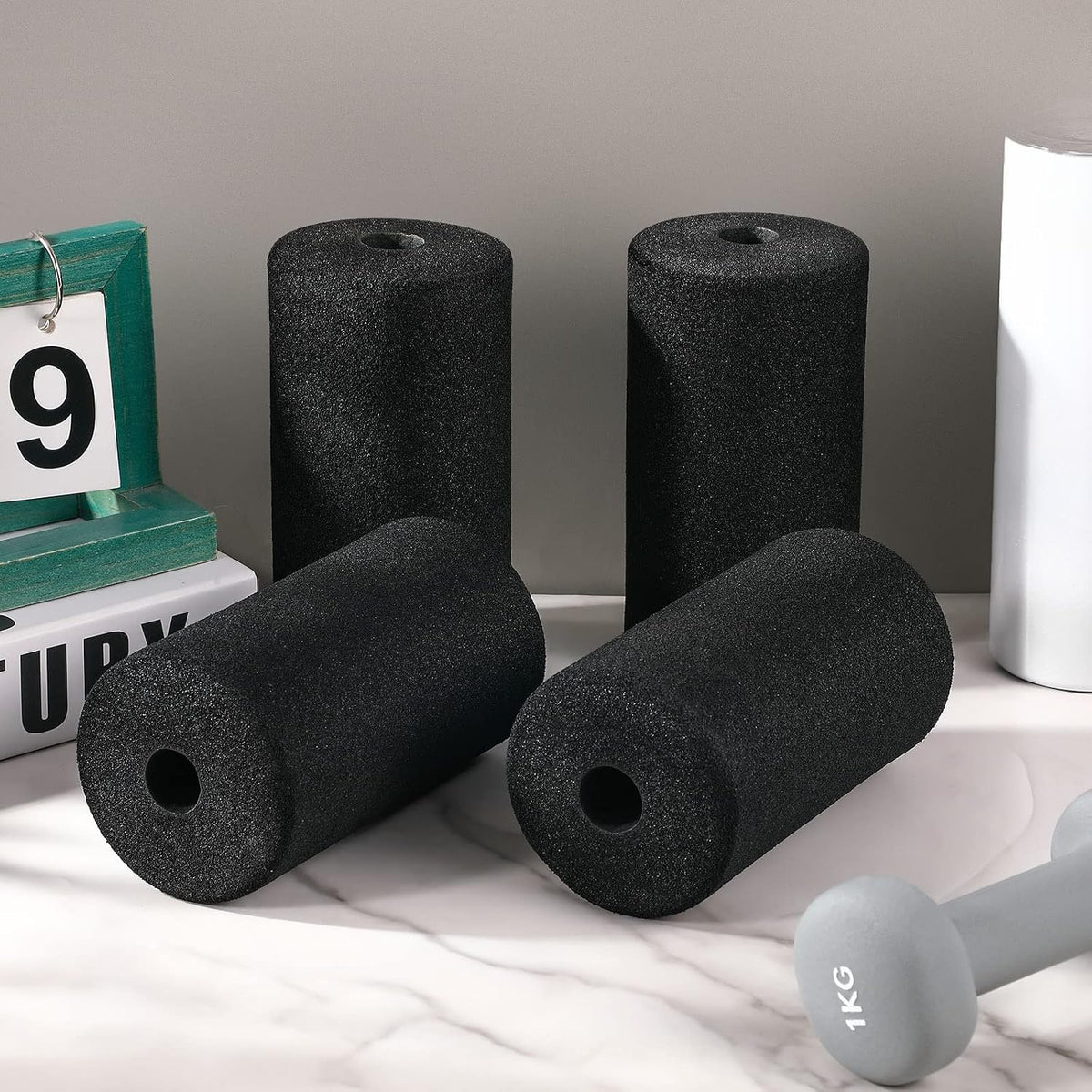 Deekin 4 Pcs Foam Foot Pad Rollers Tube Cover, 1 x 3.54 x 7.1 Inches