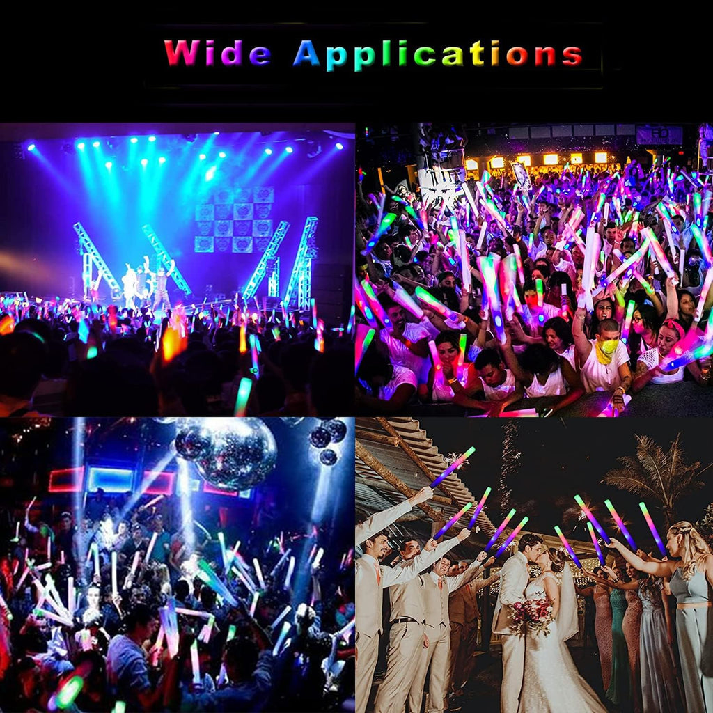 118 PCS LED Foam Glow Sticks Bulk, Light Up Foam Sticks with 3 Modes Flashing, Glow in The Dark Party Supplies, Neon Party Favors Supplies for Wedding Birthday Raves Concert Festivals Sporting Events