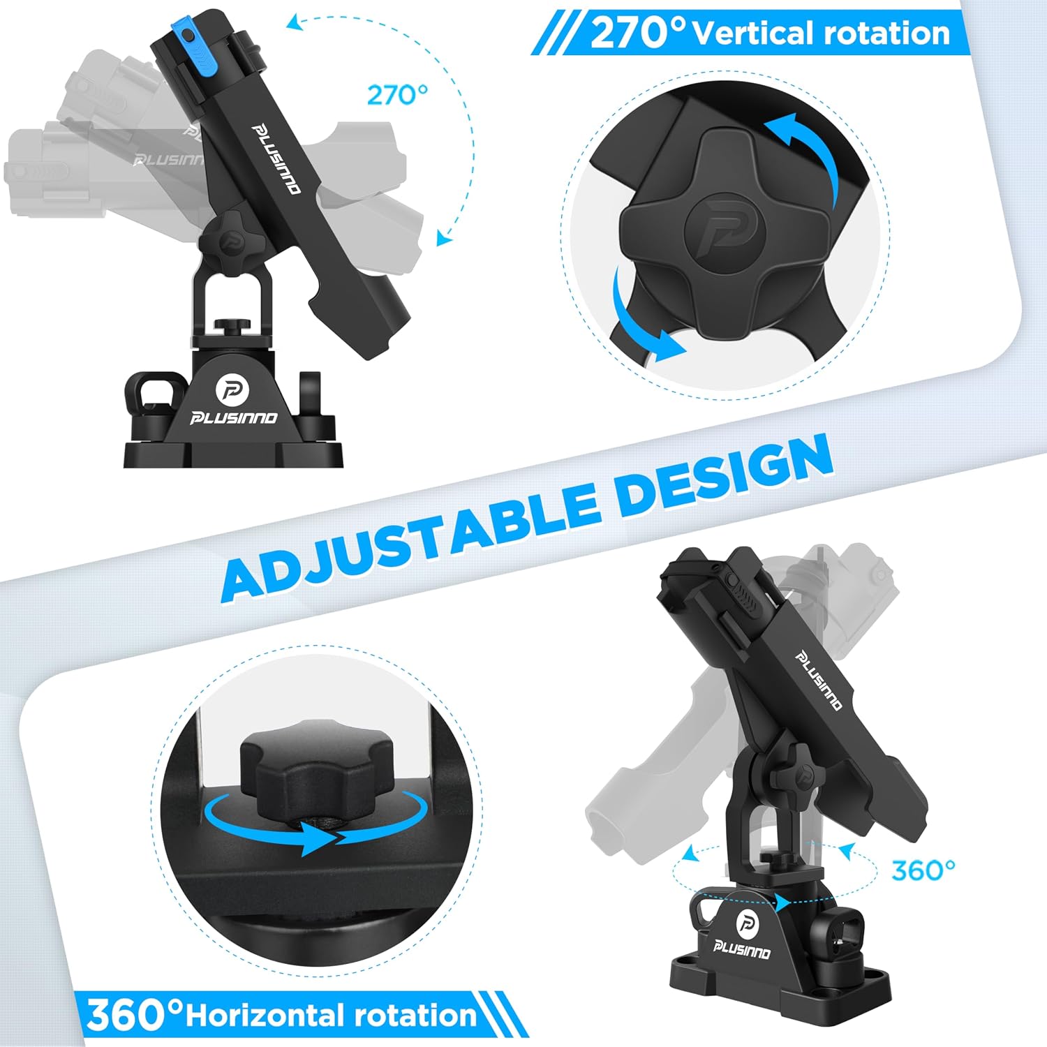 PLUSINNO 2 in 1 Kayak Fishing Rod Holder, Fishing Rod Holders for Boat