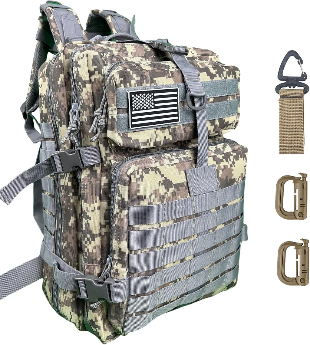 50L Large Military Tactical Backpack Molle Army Assault Pack for Travel Camping Hiking Fishing Backpack for men (ACU camo)