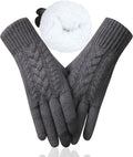 Winter Gloves for Women, Touch Screen Cold Weather Thermal Warm Knit Glove with Thick Fleece Liners Christmas Gifts