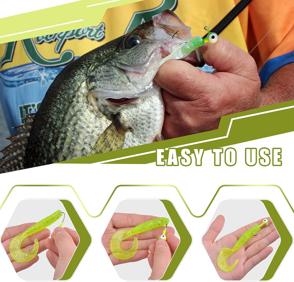 AGOOL Fishing Jig Heads Hooks Kit, 35/60pcs Round Ball Jig Heads Fishing Lures Crappie Jig Heads for Soft Plastic Baits Bass Trout Soft Worm Shrimp Lures Freshwater Saltwater