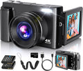 Duluvulu 4K Digital Camera for Photography Autofocus, 2026 Latest 48MP Vlogging Camera for YouTube with SD Card, 2 Batteries, 3" 180°Flip Screen Compact Travel Camera for Teens with 16X Zoom,Black
