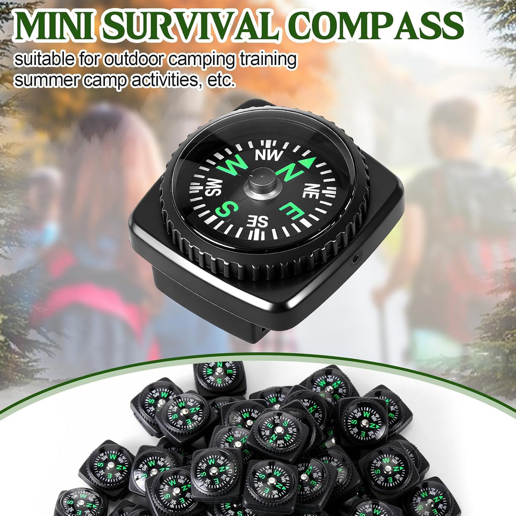 Tallew 50 Pcs Slip-on Wrist Compass Bulk Hard Shell Liquid Filled Mini Small Button Compass Survival Paracord Bracelet Camping Outdoor Activities Accessory 20mm for Hiking Activities