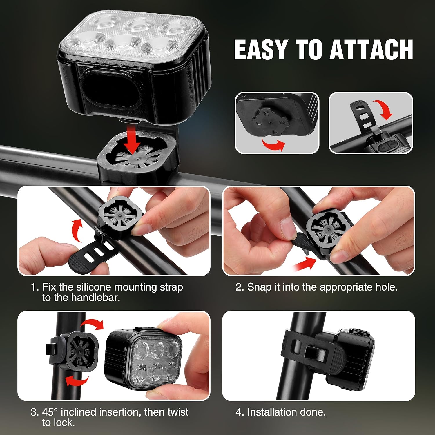 WORKPRO Bike Lights Set [8+13 Modes], Rechargeable Bicycle Light Set Ultra Bright, IP65 Waterproof Bike Lights for Night Riding, 1200mAh Bike Headlight and Tail Light Reflectors