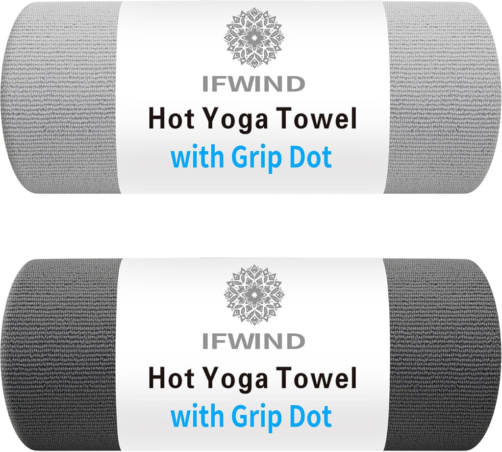 2 Pack Yoga Mat Towels with Grip Dot,Anti-Slip Hot Yoga Towel,Absorbent Microfiber Sweat Mat Cover Towel,Bikram Pilates Fitness