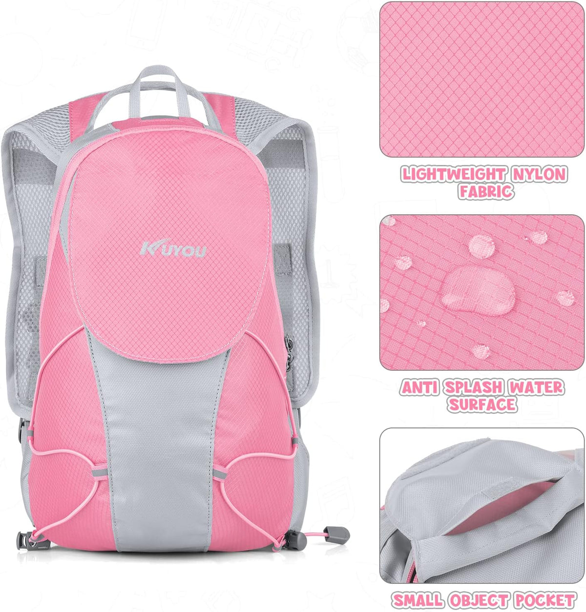 Hydration Pack for Kids Hydration Backpack with 1.5L Hydration Bladder Lightweight Insulated Water Pack for Hiking Biking Climbing Running