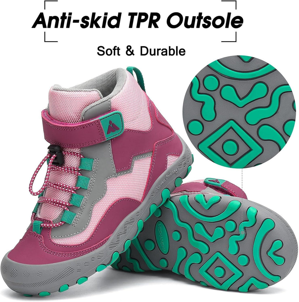 Mishansha Kids Hiking Boots Toddler Boys Girls Hiking Shoes Outdoor Trail | Kids Sneakers Anti-Collision, Water-Resistant, Non-Slip Athletic Trekking Shoes for Walking, Camping, School& Play Outdoor