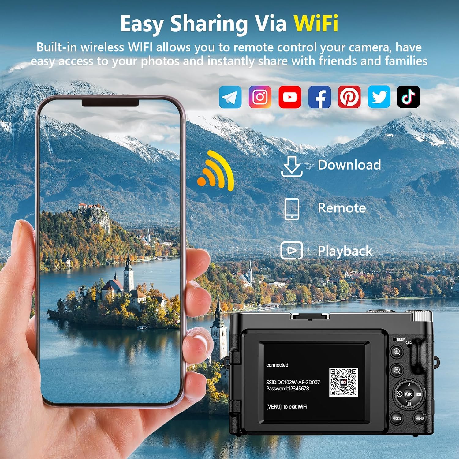 4K Digital Camera for Photography Autofocus, Upgraded 64MP WiFi Vlog Camera