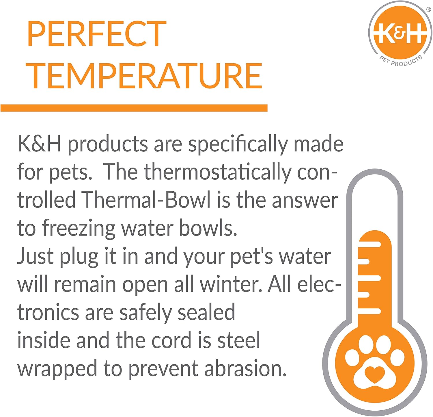 K&H Heated Water Bowl, Thermal-Bowl for Cats & Dogs, Safety Listed, 25W