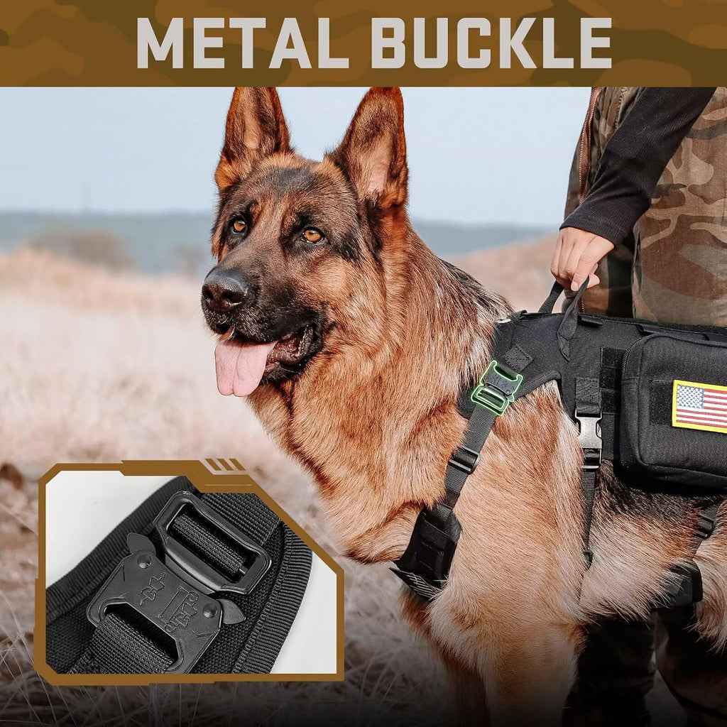 Forestpaw Tactical Dog Harness for Medium Dogs,Service Dog Vest,M,Black