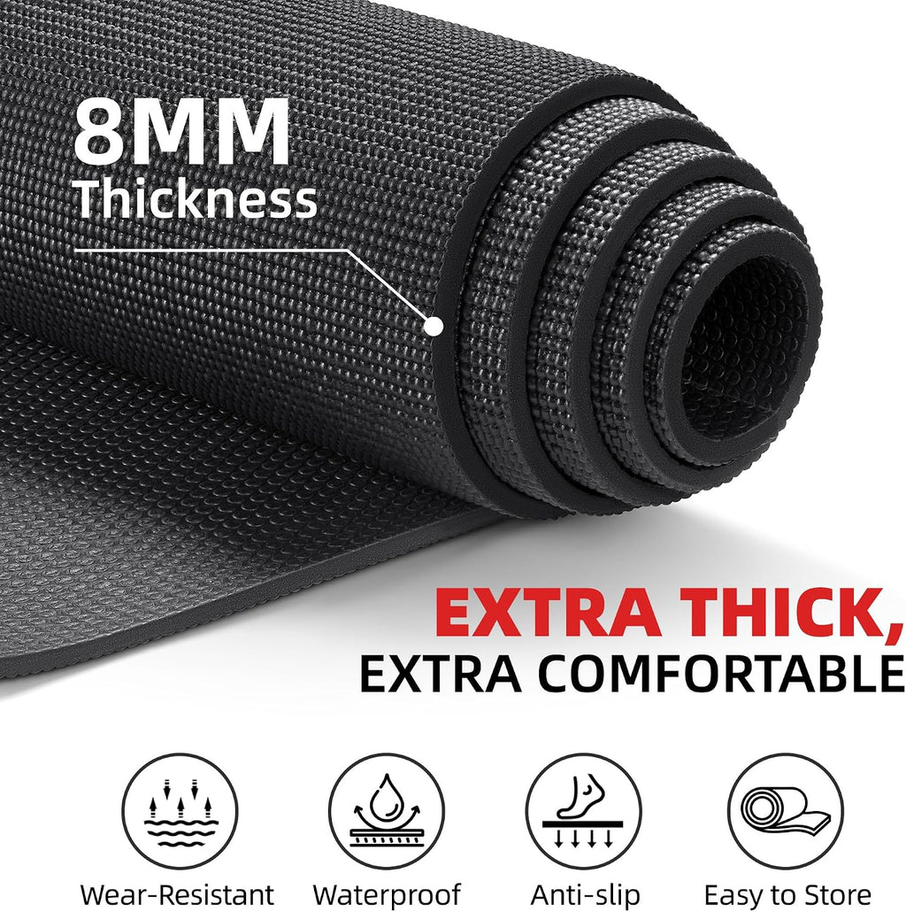 GymCope Extra Large Exercise Mat 10'x6'/9'x6'/8'x6'/7'x5'/6'x4' (8mm)