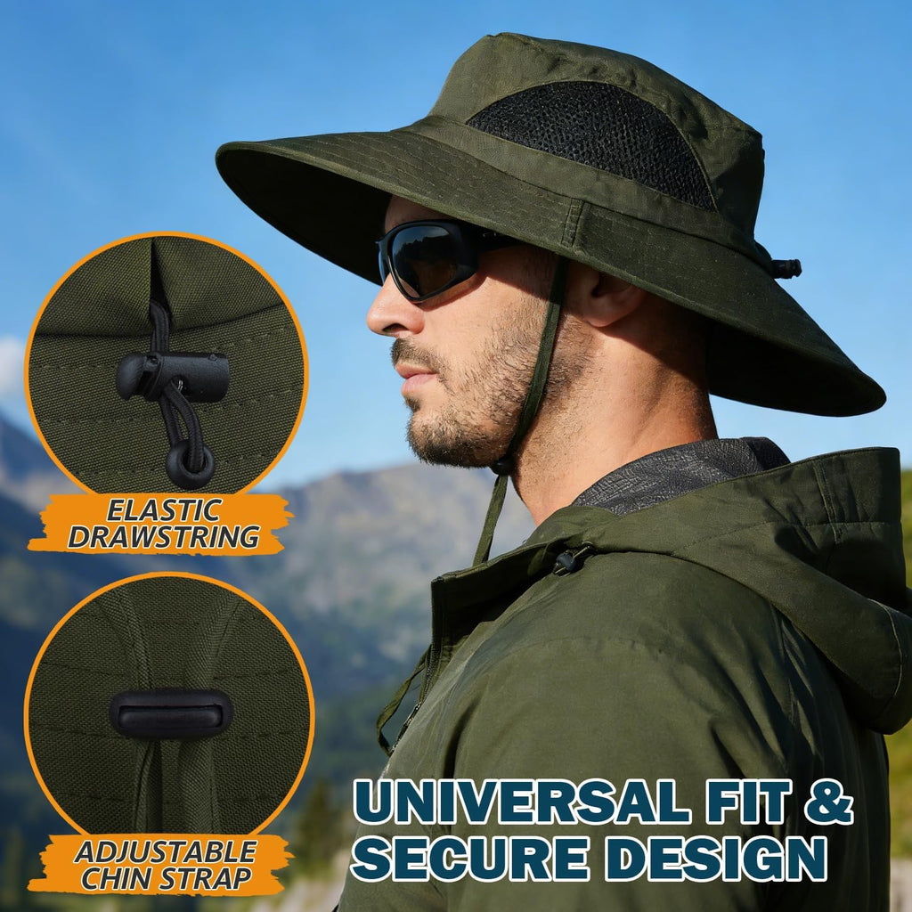 Wide Brim Sun Bucket Hat, Waterproof Boonie Hat for Men & Women