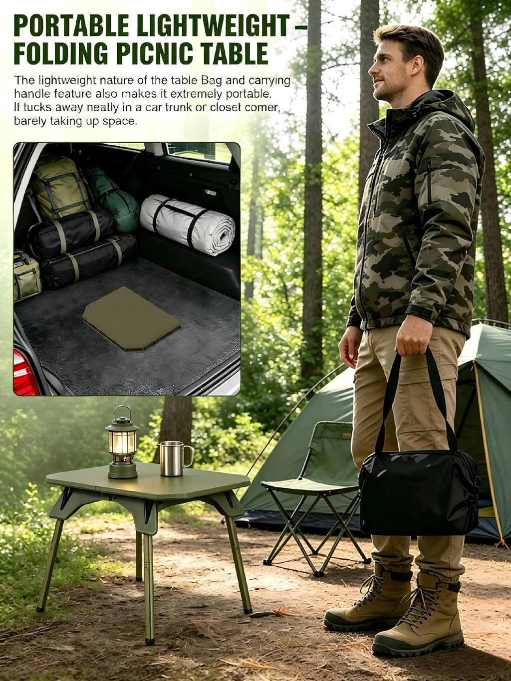 2-in-1 Tactical Camping Table with Adjustable Height