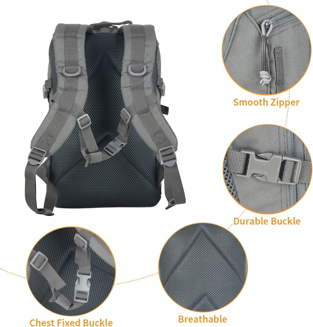 Small Tactical Hiking Backpack, 12L MOLLE Bookbag Daypack for Travel