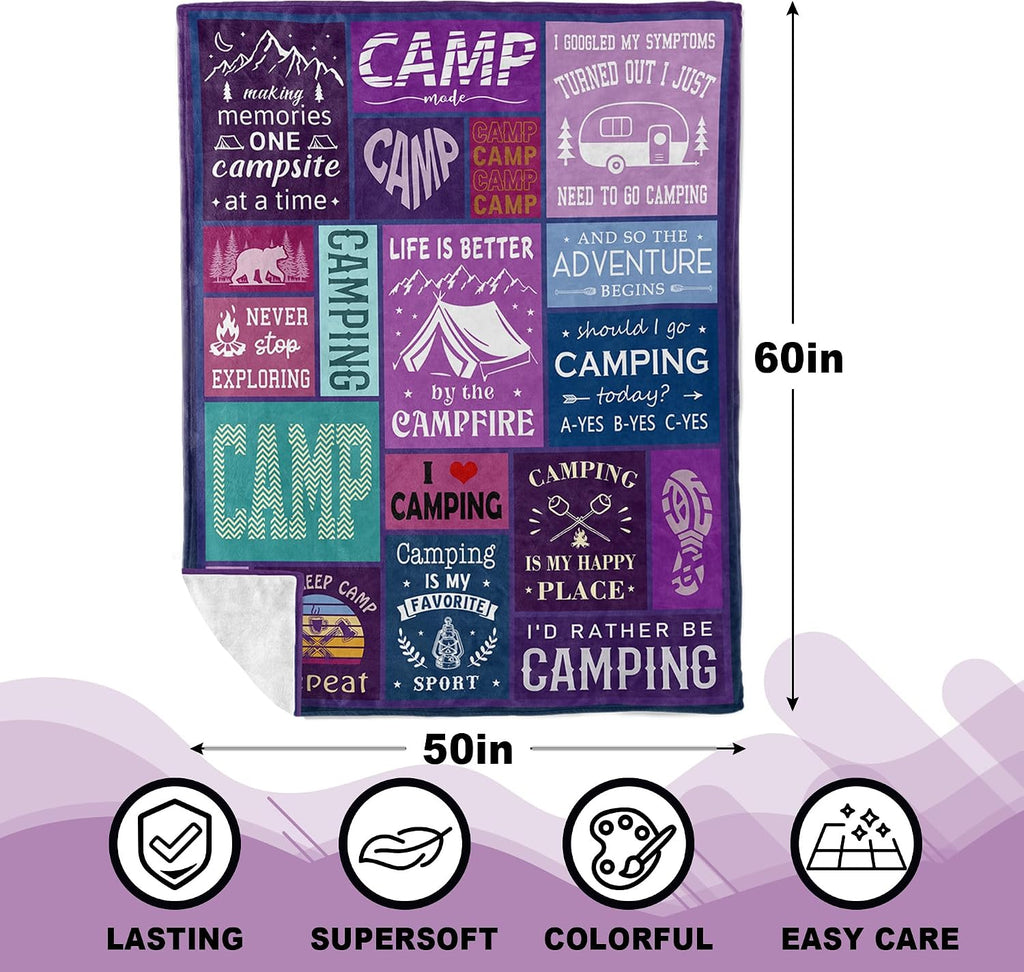 Camping Blanket, Camping Gifts Essentials Throw 60x50in