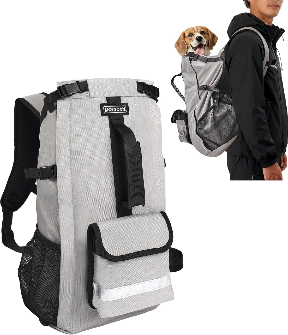 Dog Backpack Carrier for Small and Medium Dogs with Detachable Waist Bag（S）