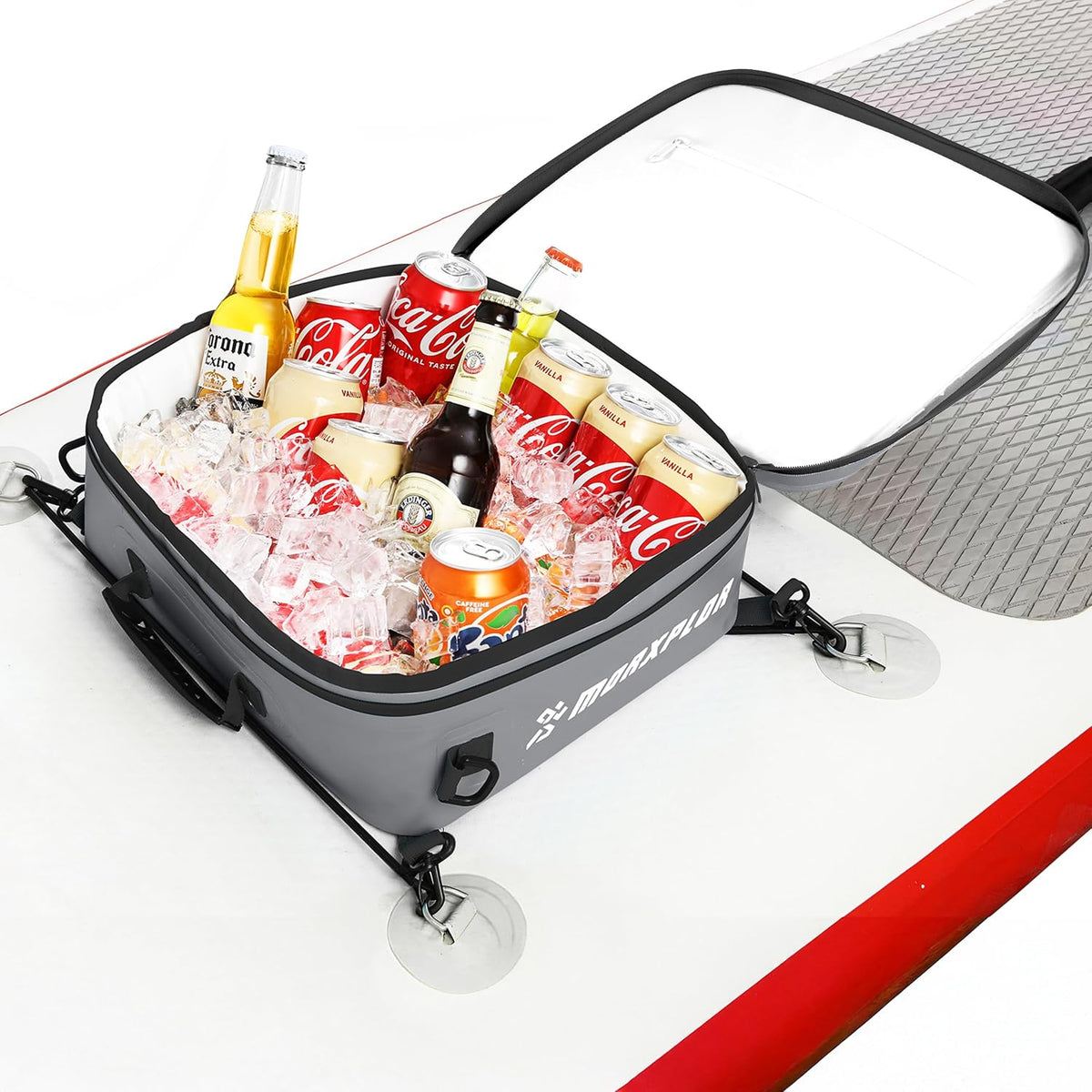 MORXPLOR Waterproof PVC Paddleboard Cooler Deck Bag - 12 Can Soft Insulated Cooler for Paddleboarding, Camping, Kayaking