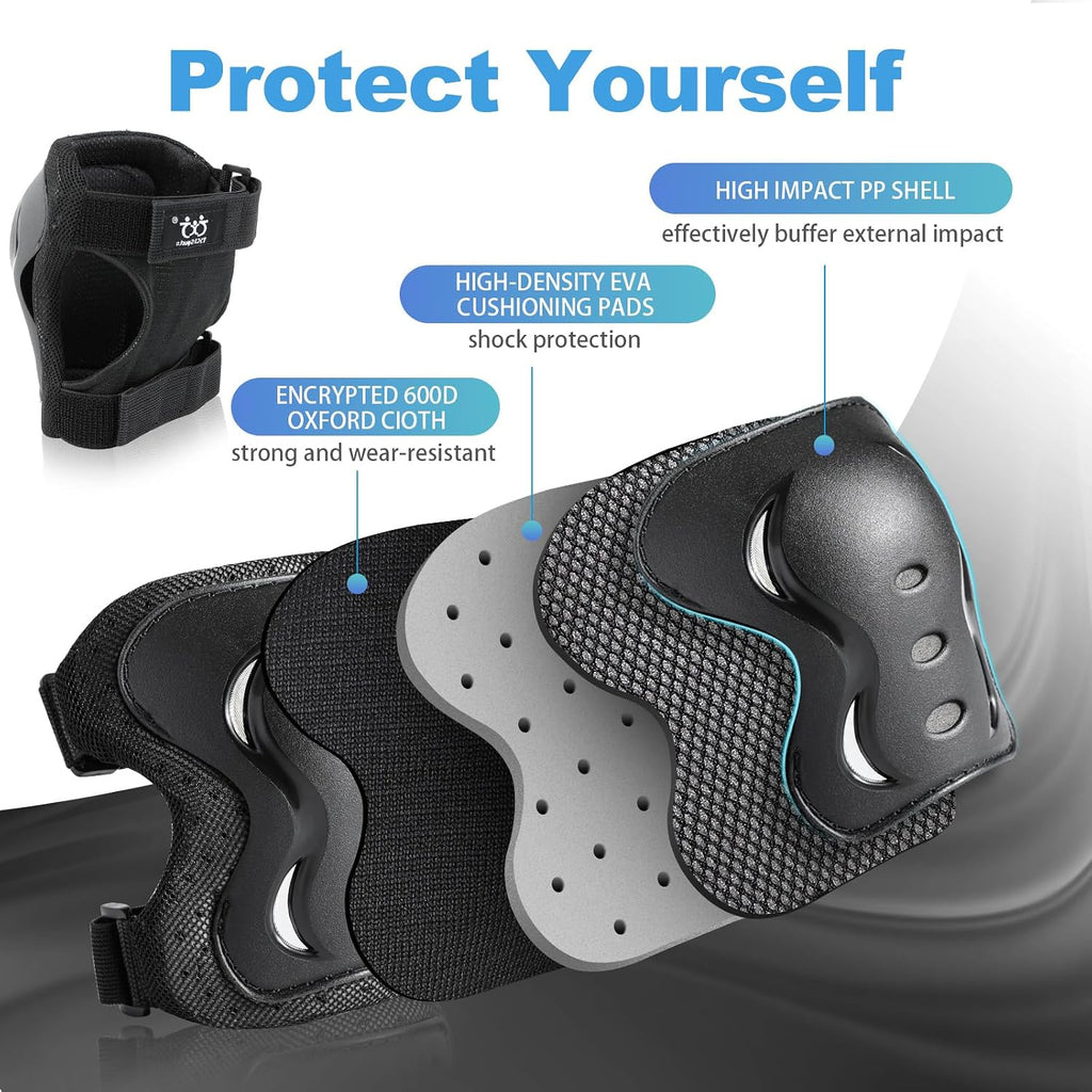 Kids Youth Adult Protective Gear Set Adjustable Knee Elbow Wrist Guards