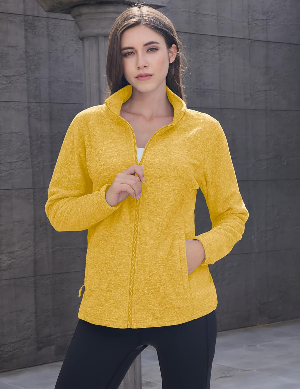MAGCOMSEN Womens Fleece Zip Up Jacket with Pockets Lightweight Soft Coat