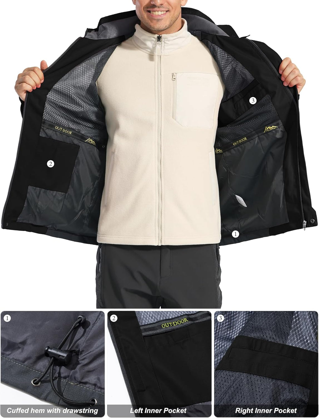 MAGCOMSEN Men's Rain Jacket Lightweight Windbreaker Fishing Raincoat