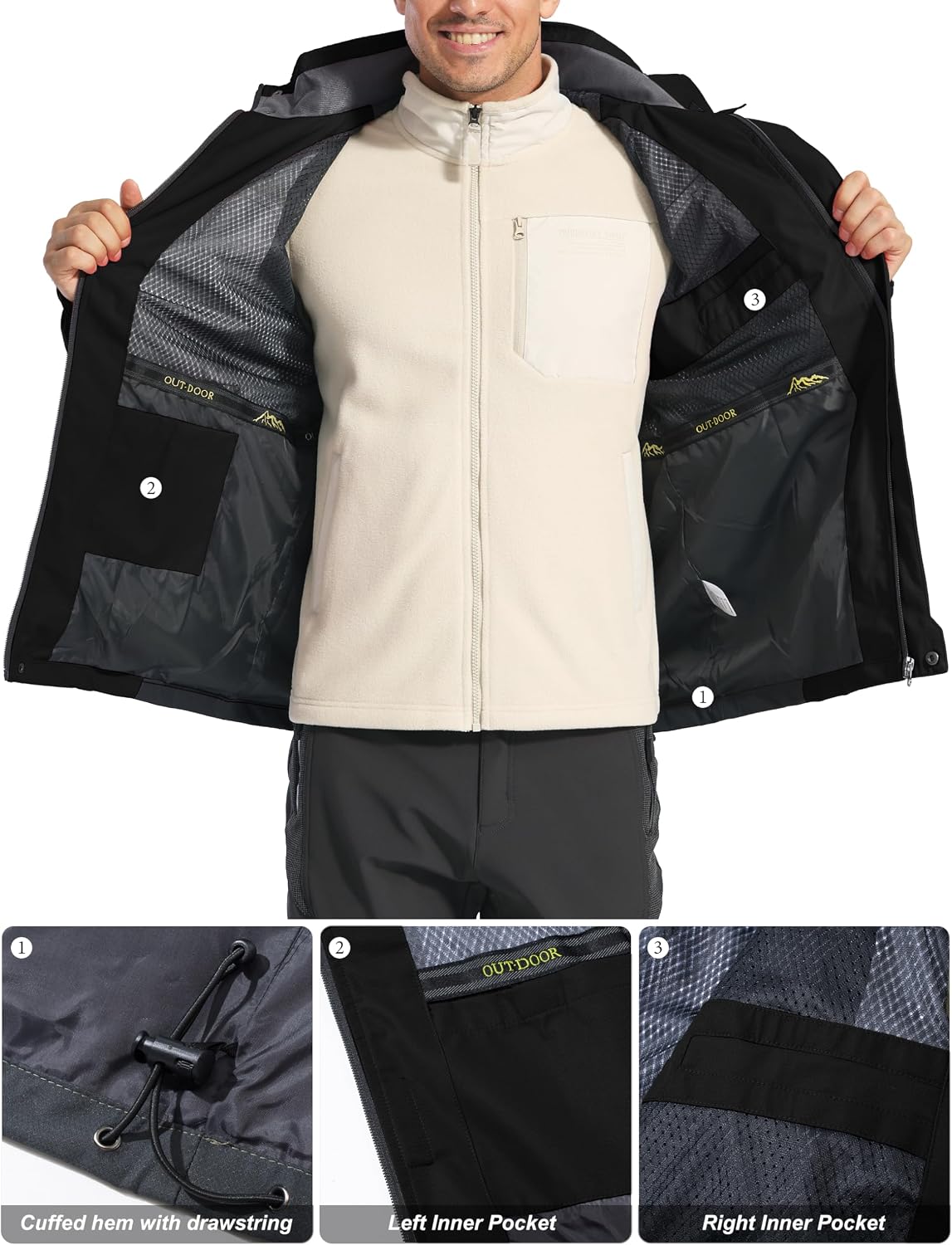 MAGCOMSEN Men's Rain Jacket Lightweight Windbreaker Fishing Raincoat