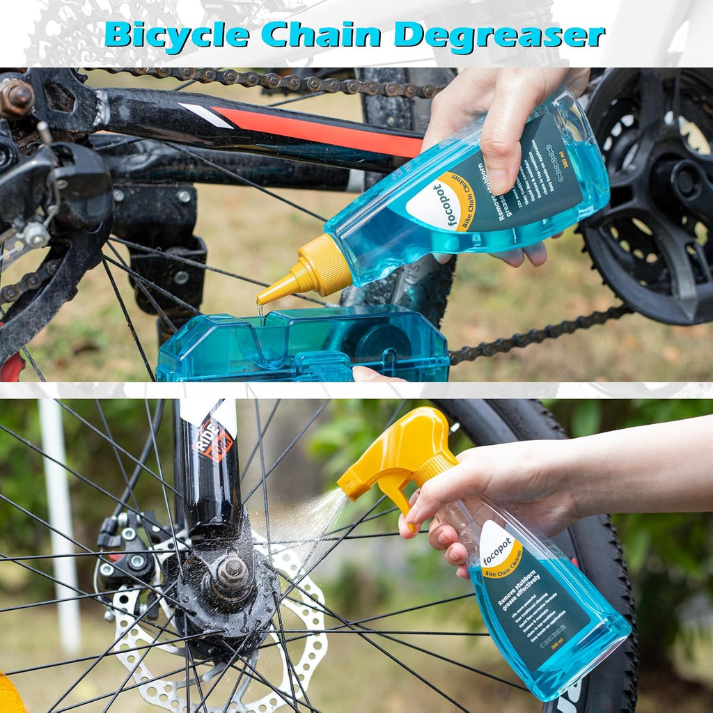 focopot Bike Cleaning Kit with Bike Cleaner(25 oz),Scrubber,Degreaser,Lube